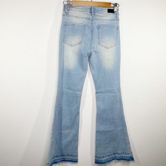 Black Label C'est Toi Light Wash Blue Denim Flare Jeans Women 25 70s Retro - Picture 2 of 9